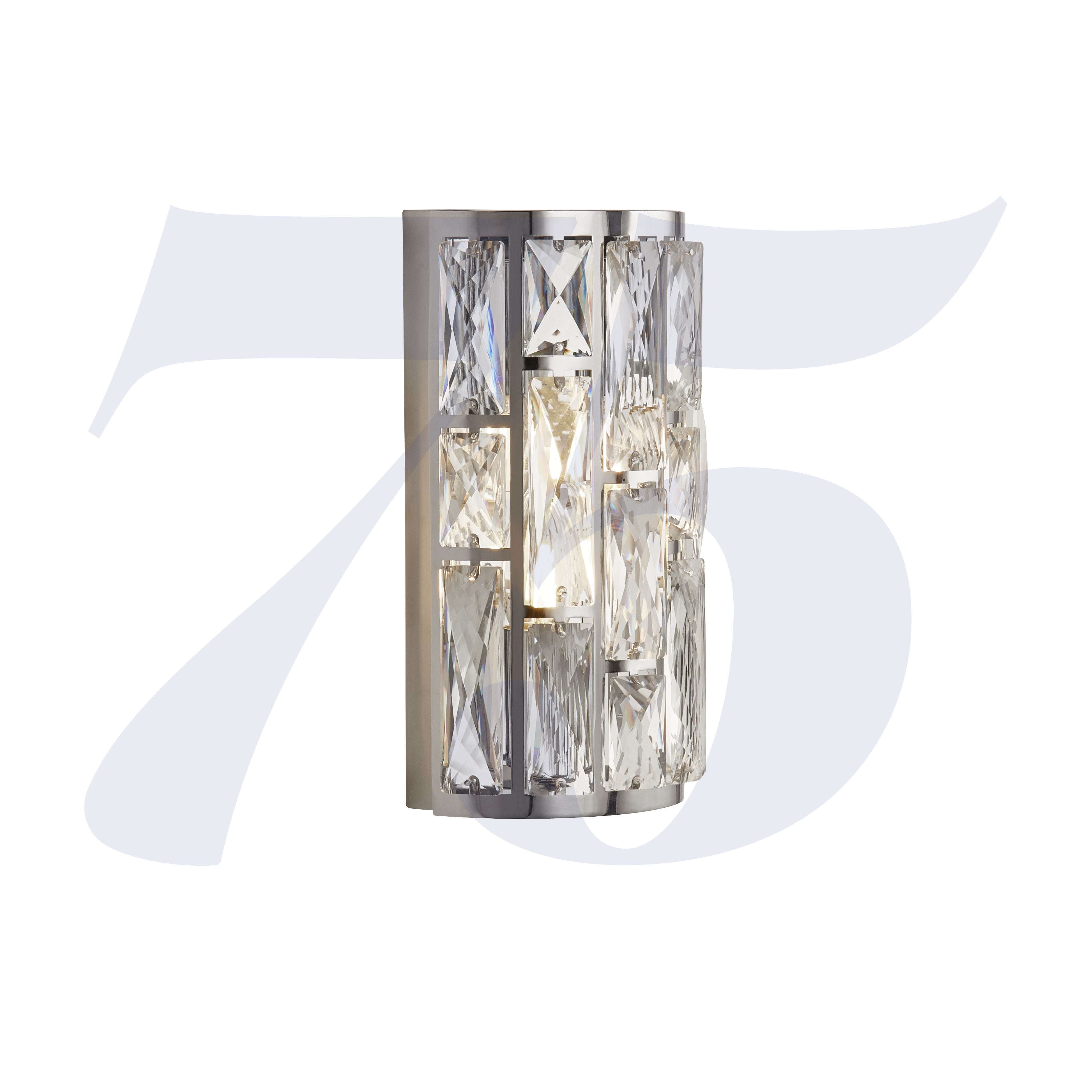 Searchlight Becket 2 Light Wall Light - Chrome & Crystal Glass