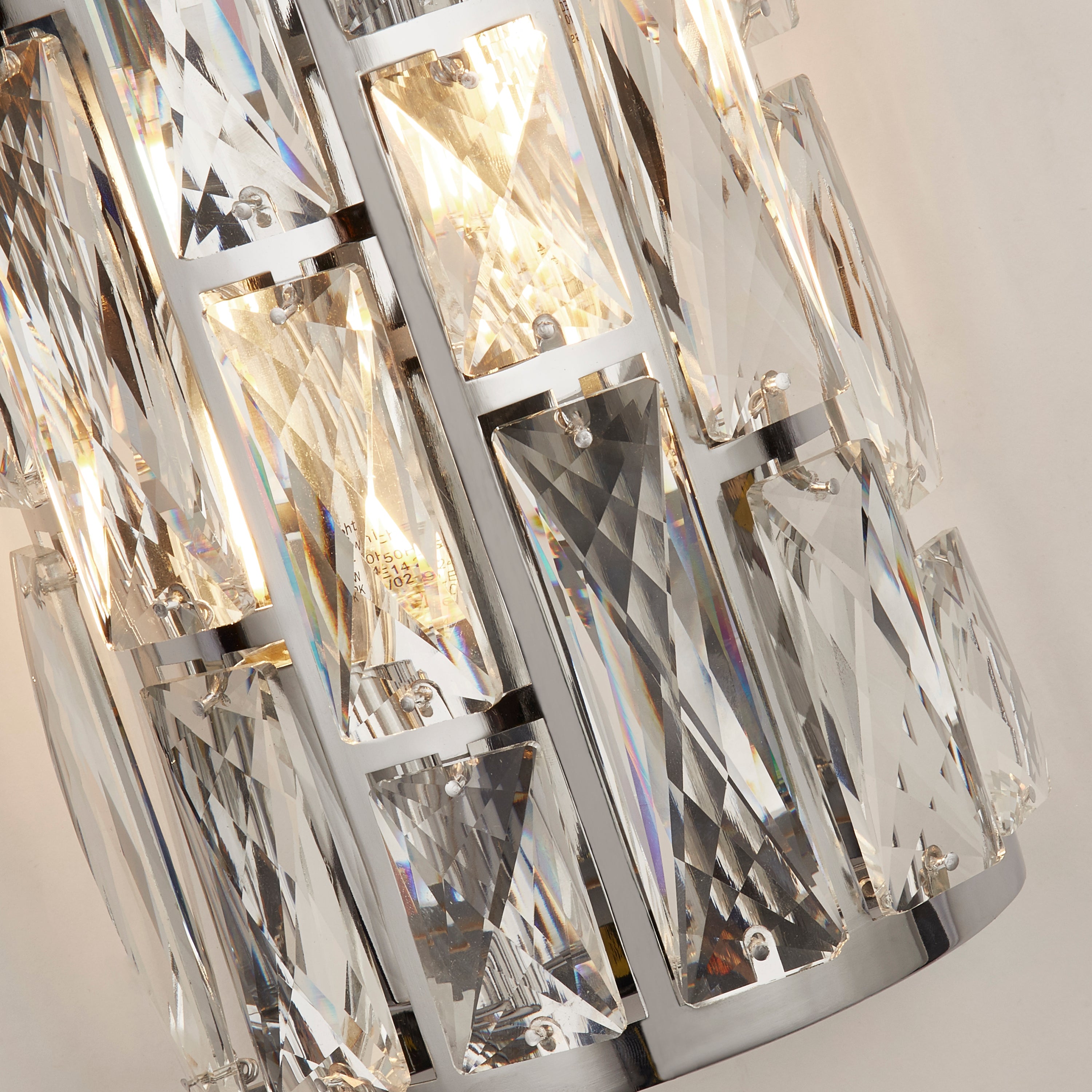 Searchlight Becket 2 Light Wall Light - Chrome & Crystal Glass