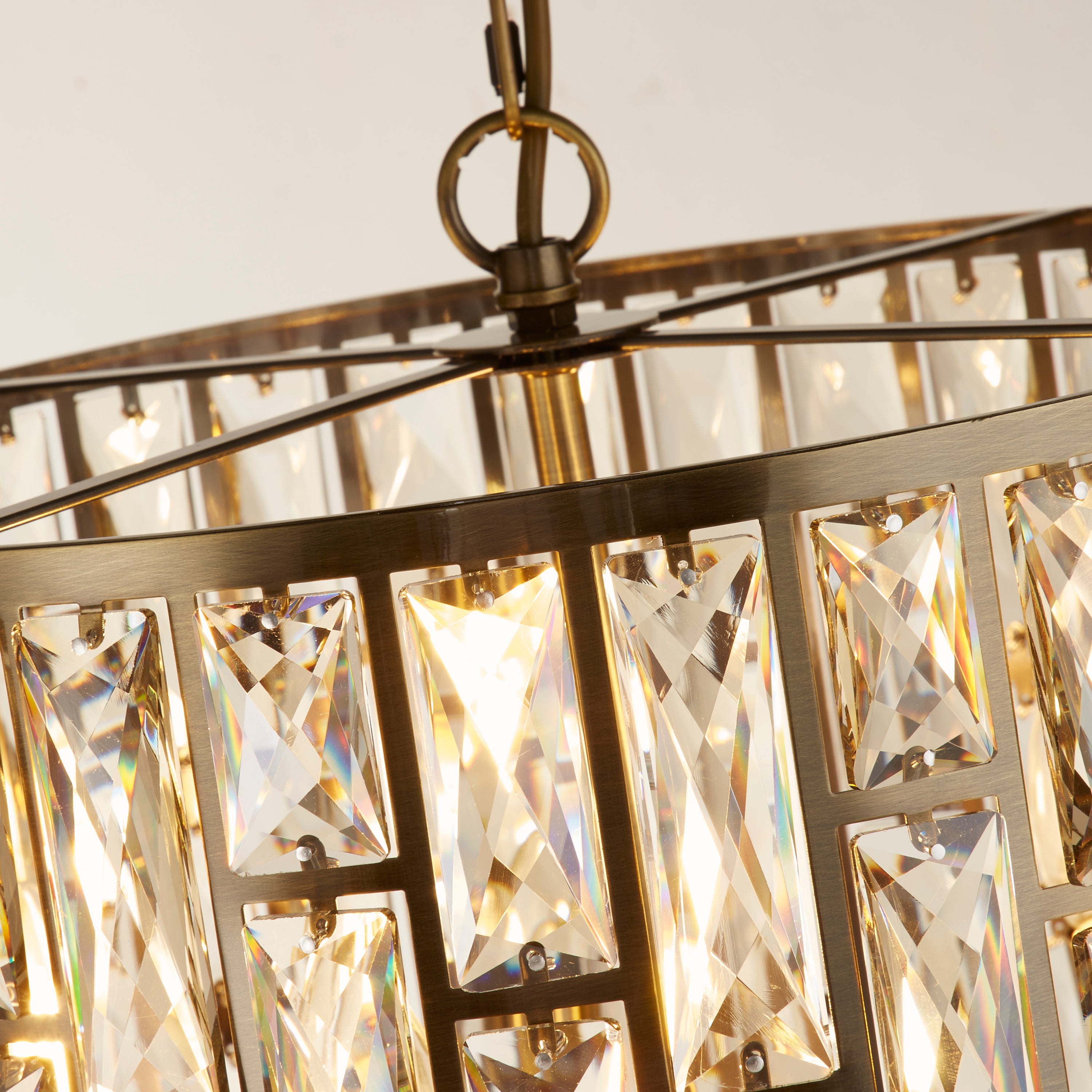 Searchlight Becket 5 Light Pendant - Antique Brass & Champagne Glass