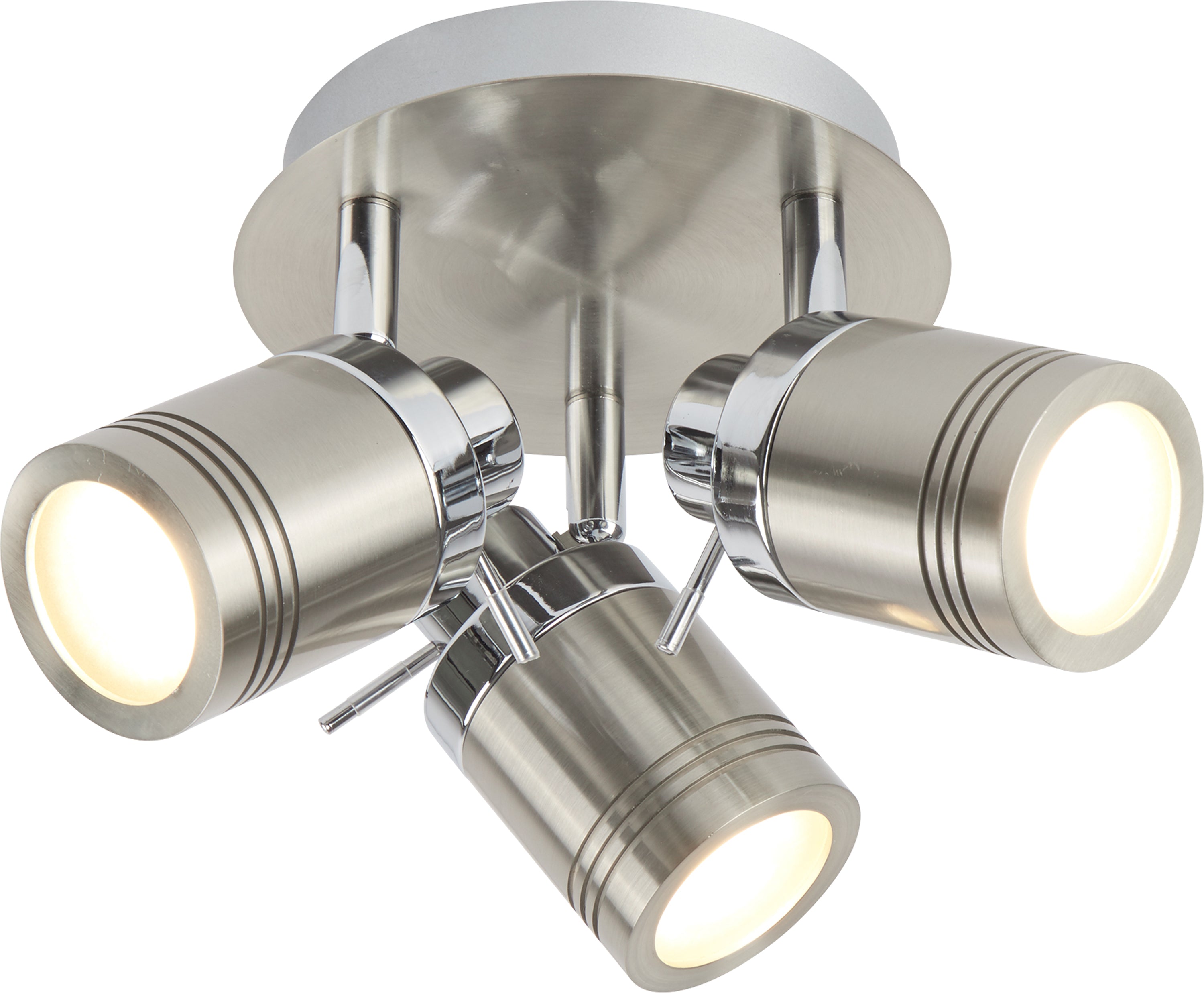 Searchlight Saker 3 Light IP44 Bathroom Spot Plate, Satin Silver