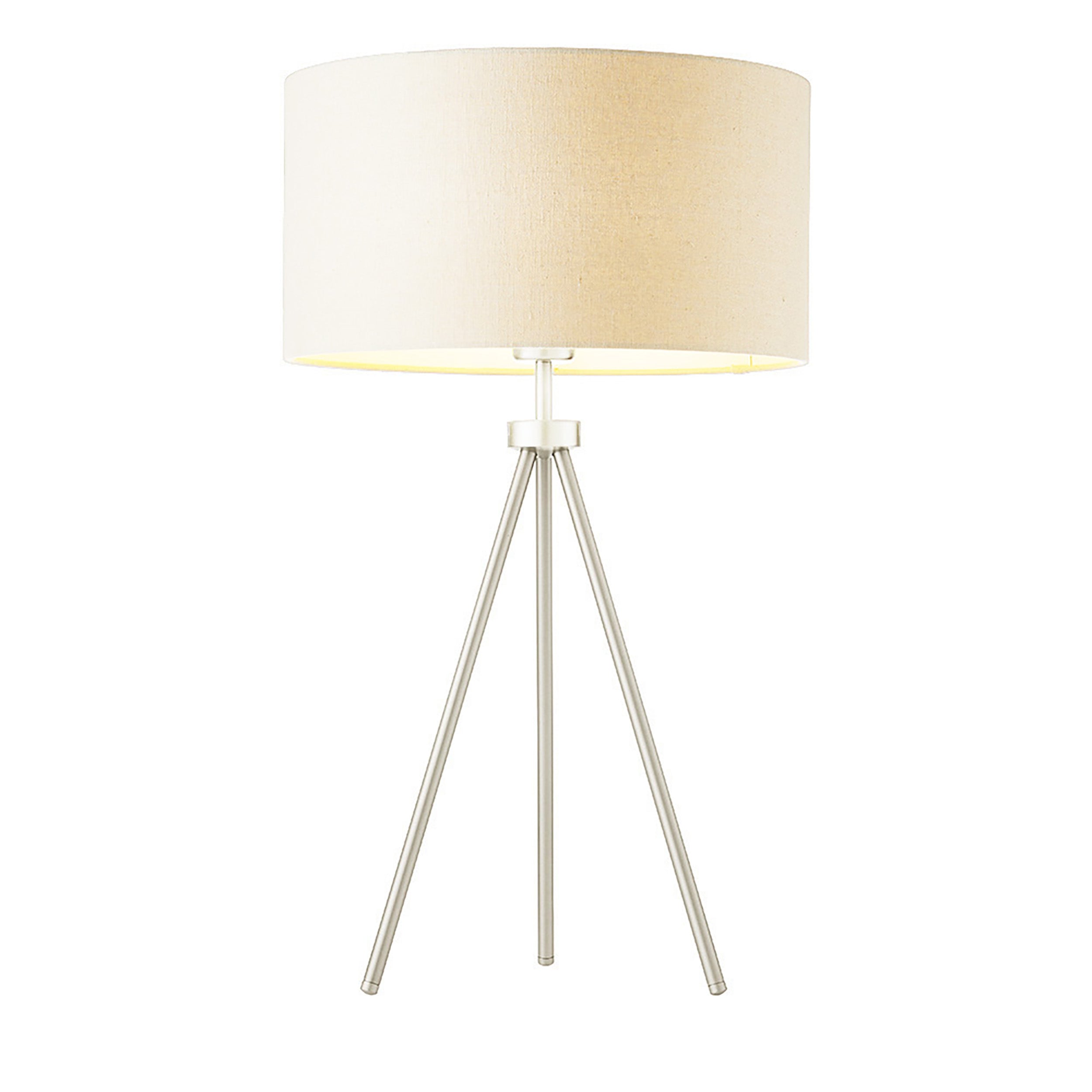 Endon Tri Single Light Table Lamp - Matt Nickel Plate & Grey & Silver Linen Mix Fabric