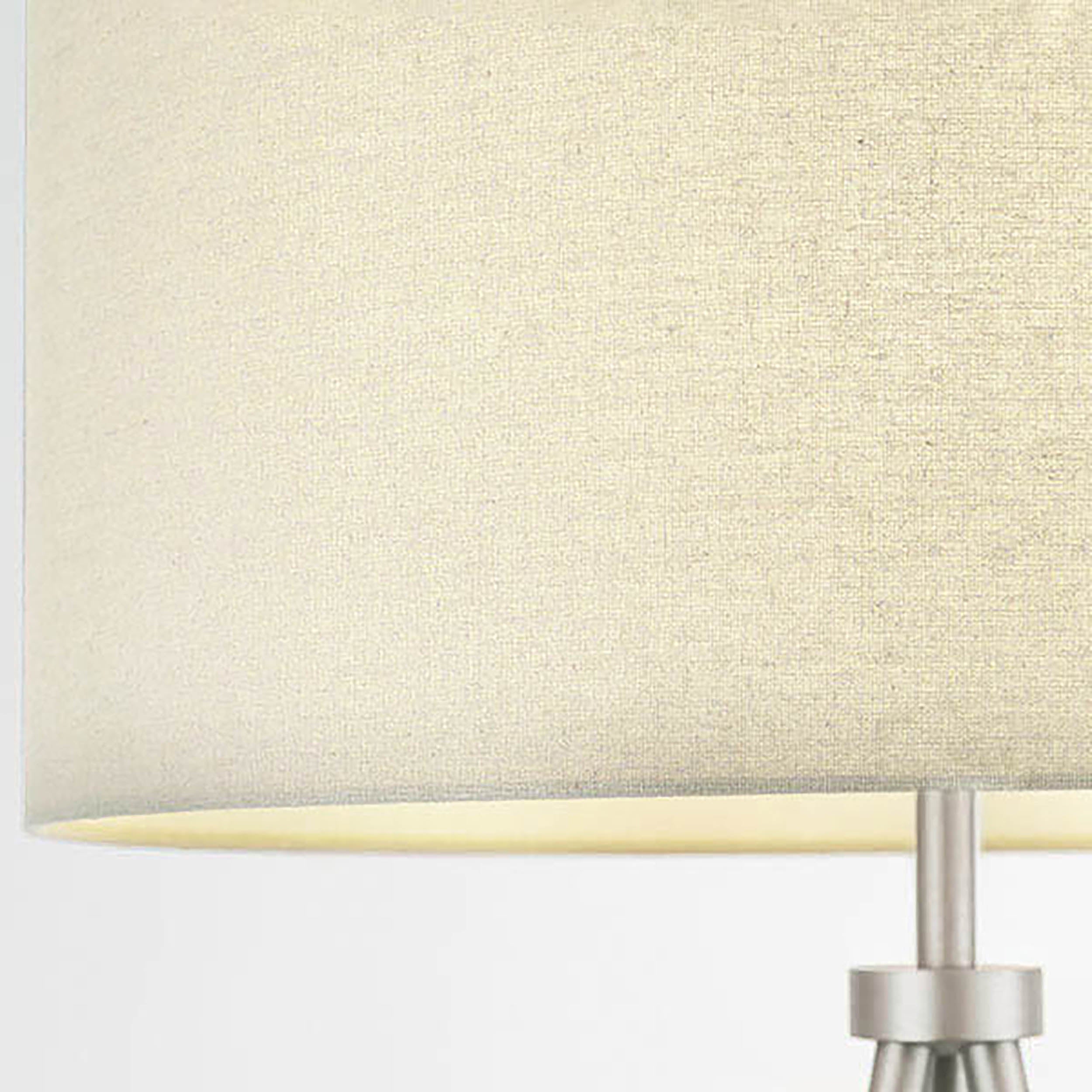 Endon Tri Single Light Floor Lamp - Matt Nickel Plate & Grey & Silver Linen Mix Fabric
