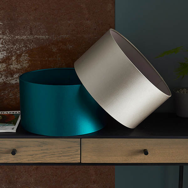 Utopia Peacock Cylinder - Shade Only Teal - 38cm Diameter - Shade Only