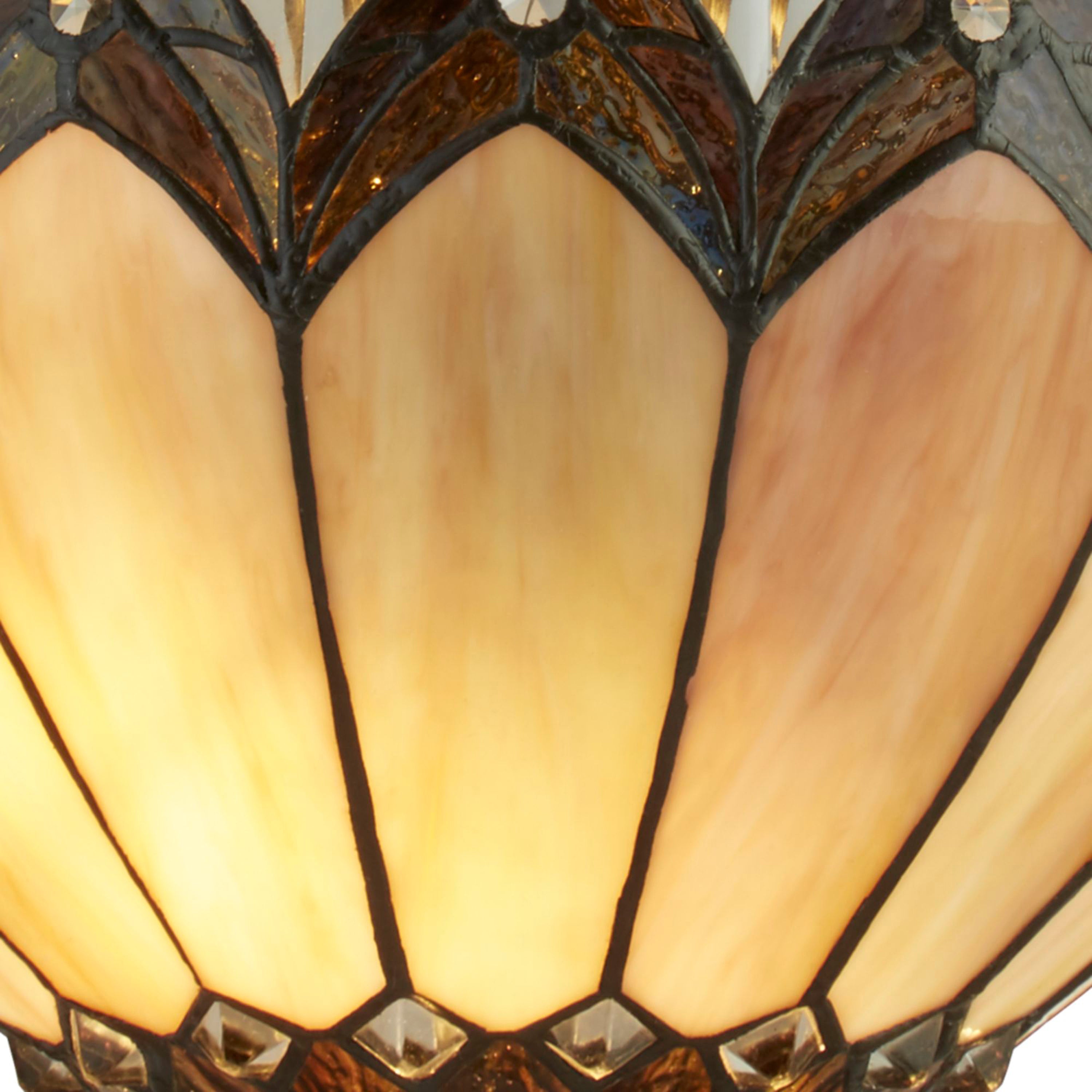 Searchlight Parker Tiffany Wall Lamp - Pearl Bronze, Black, Clear, Brown & Purple