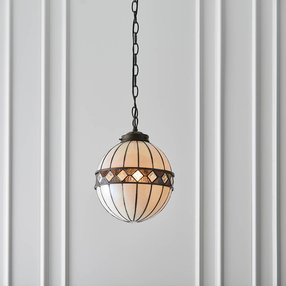 Interiors 1900 Fargo Small Globe Single Pendant - Tiffany Glass