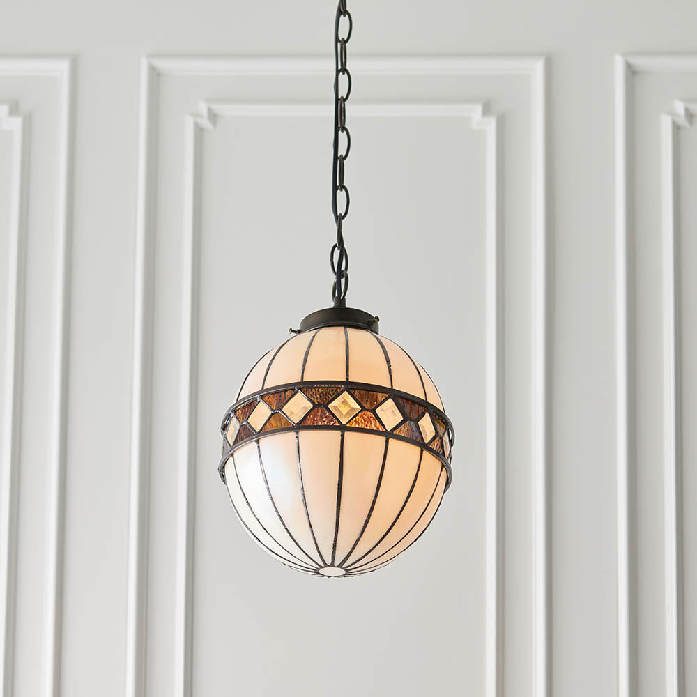Interiors 1900 Fargo Small Globe Single Pendant - Tiffany Glass