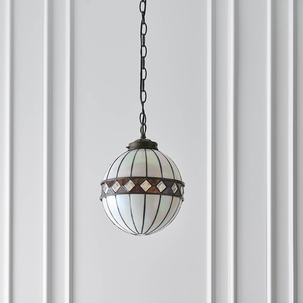 Interiors 1900 Fargo Small Globe Single Pendant - Tiffany Glass