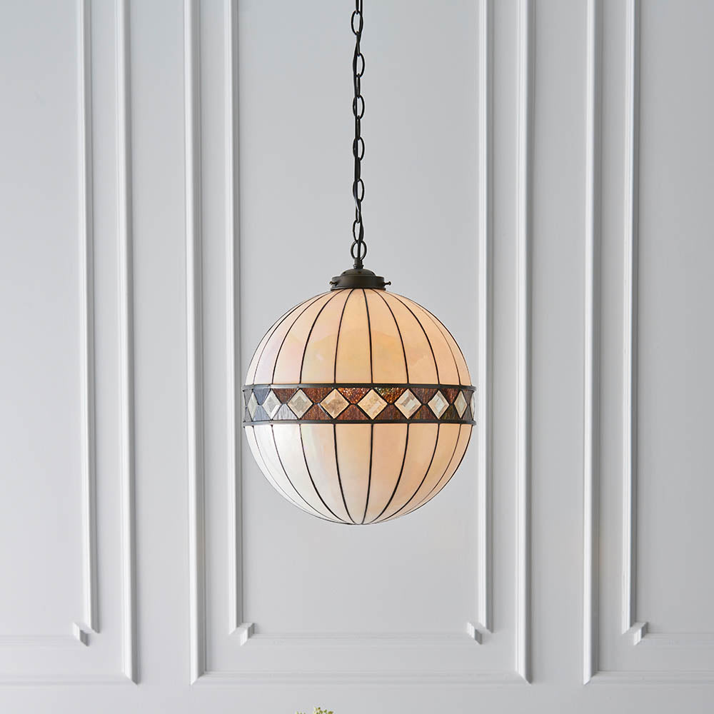 Interiors 1900 Fargo Medium Globe Single Pendant - Tiffany Glass
