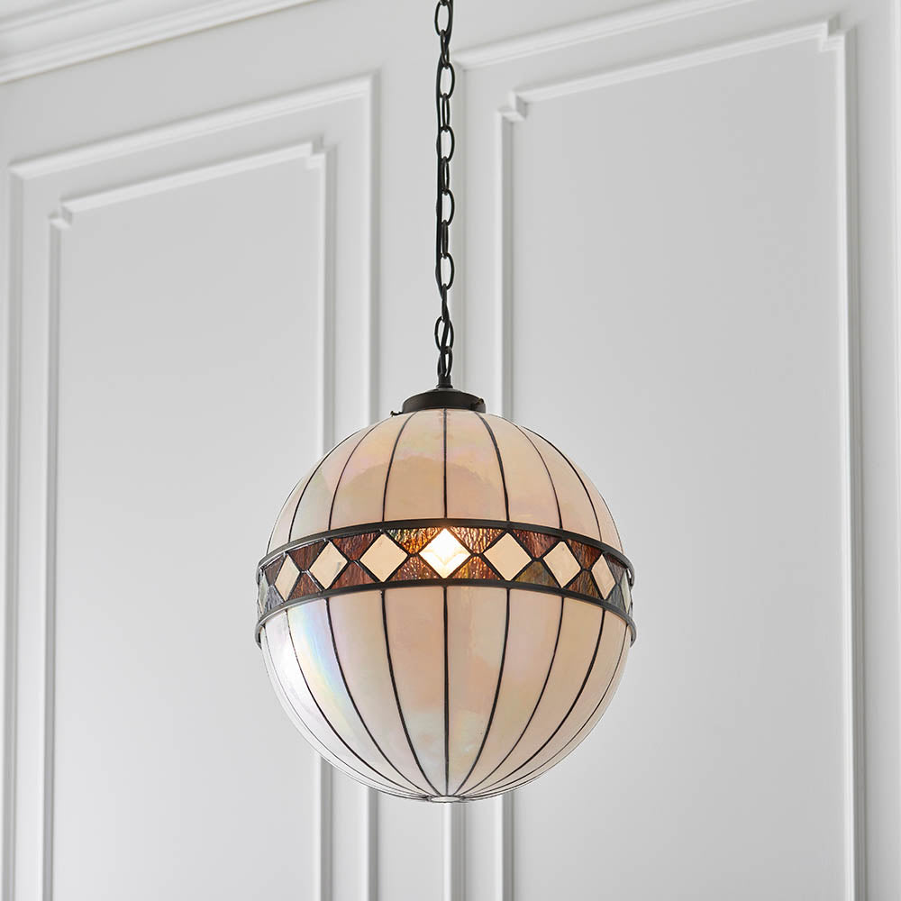 Interiors 1900 Fargo Medium Globe Single Pendant - Tiffany Glass