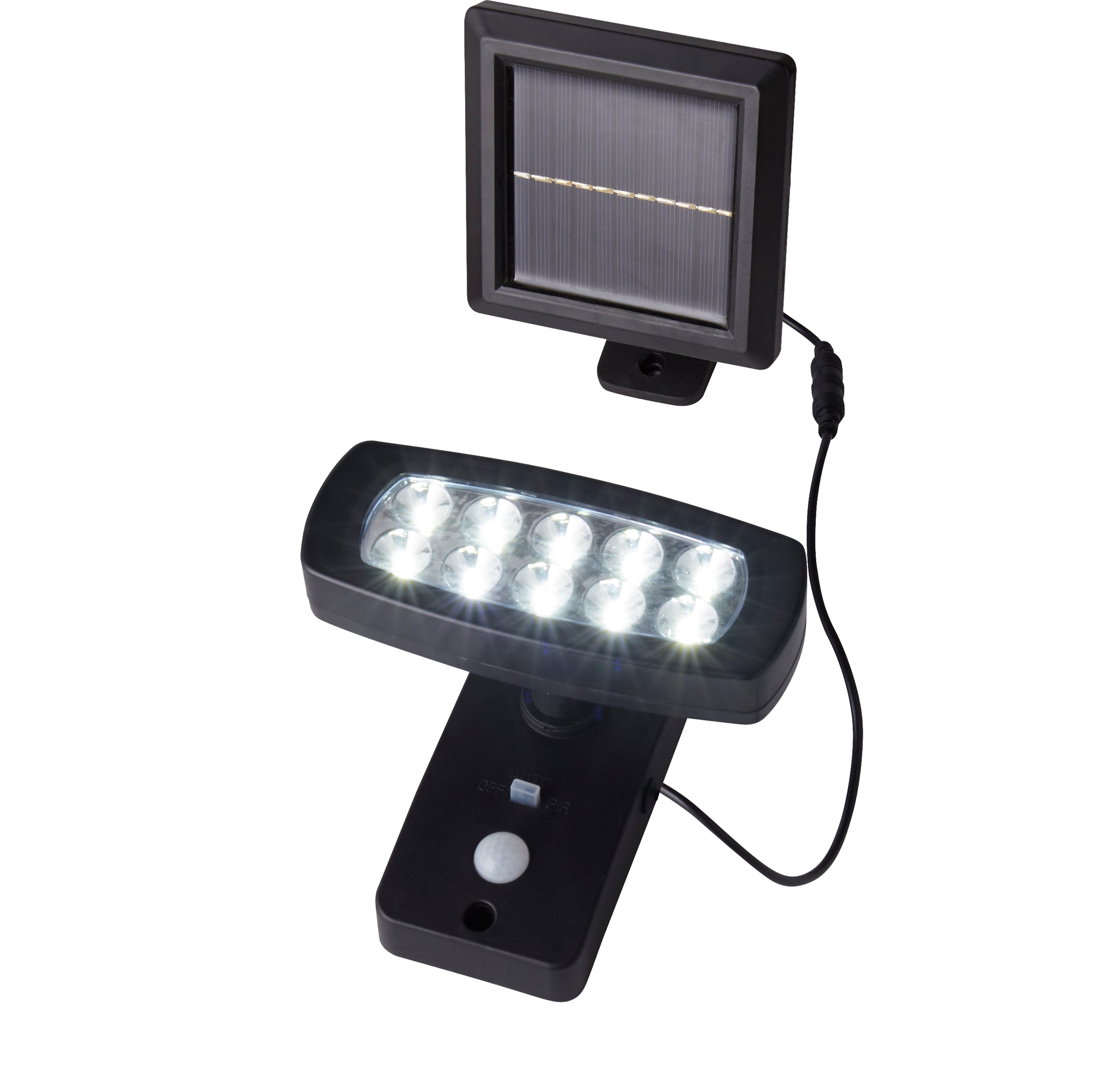 Searchlight Dallas Solar Outdoor Wall Light with PIR - ABS & Clear Polycarbonate