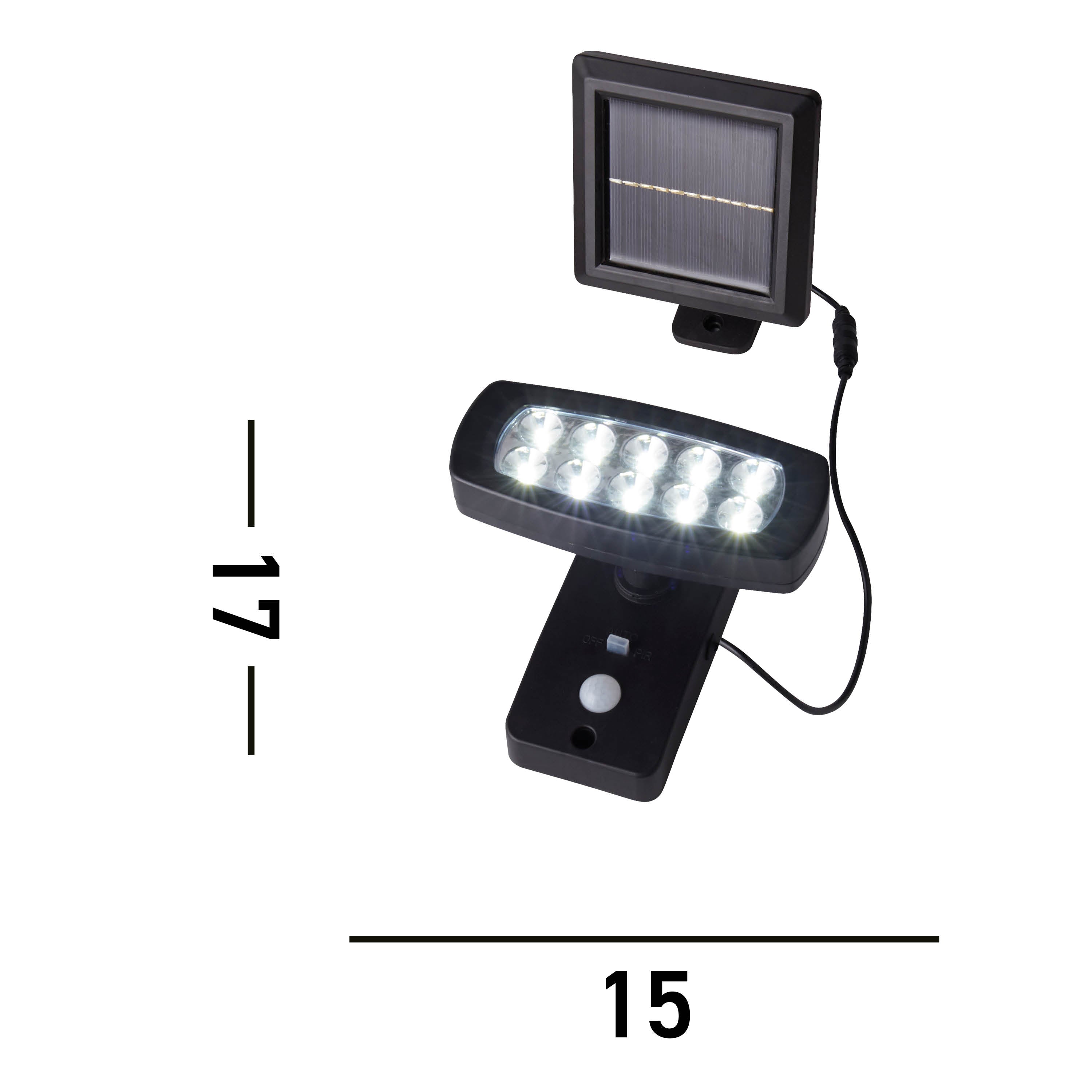 Searchlight Dallas Solar Outdoor Wall Light with PIR - ABS & Clear Polycarbonate