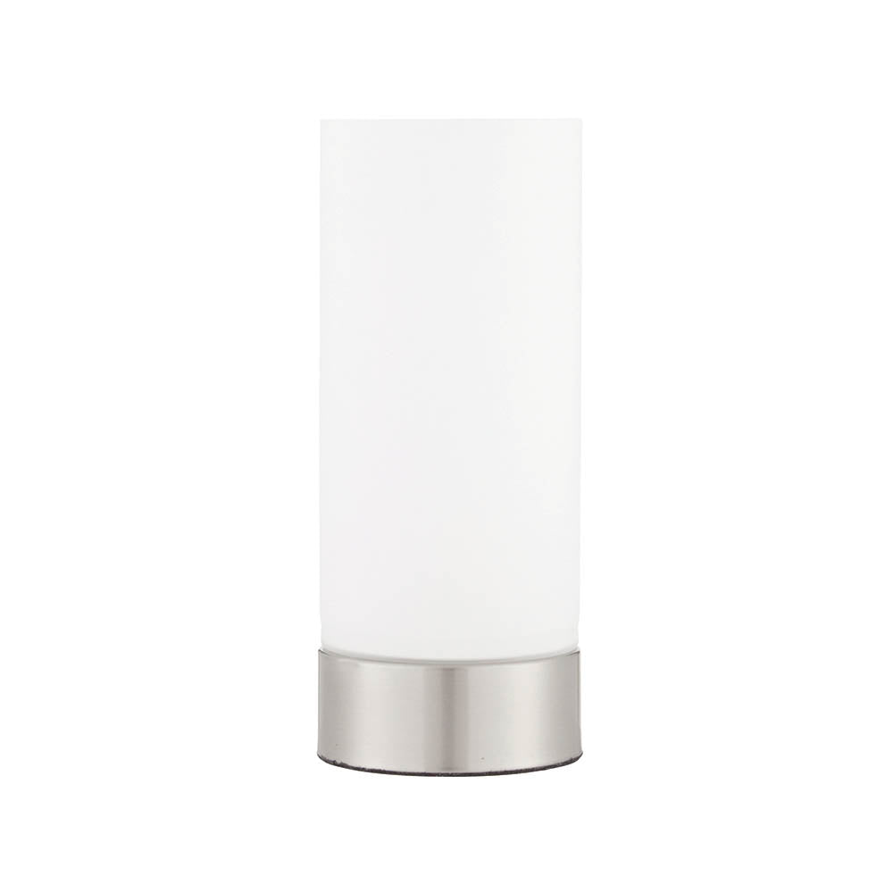 Endon Dara Single Light USB Table Lamp - Brushed Nickel Plate & Opal Glass