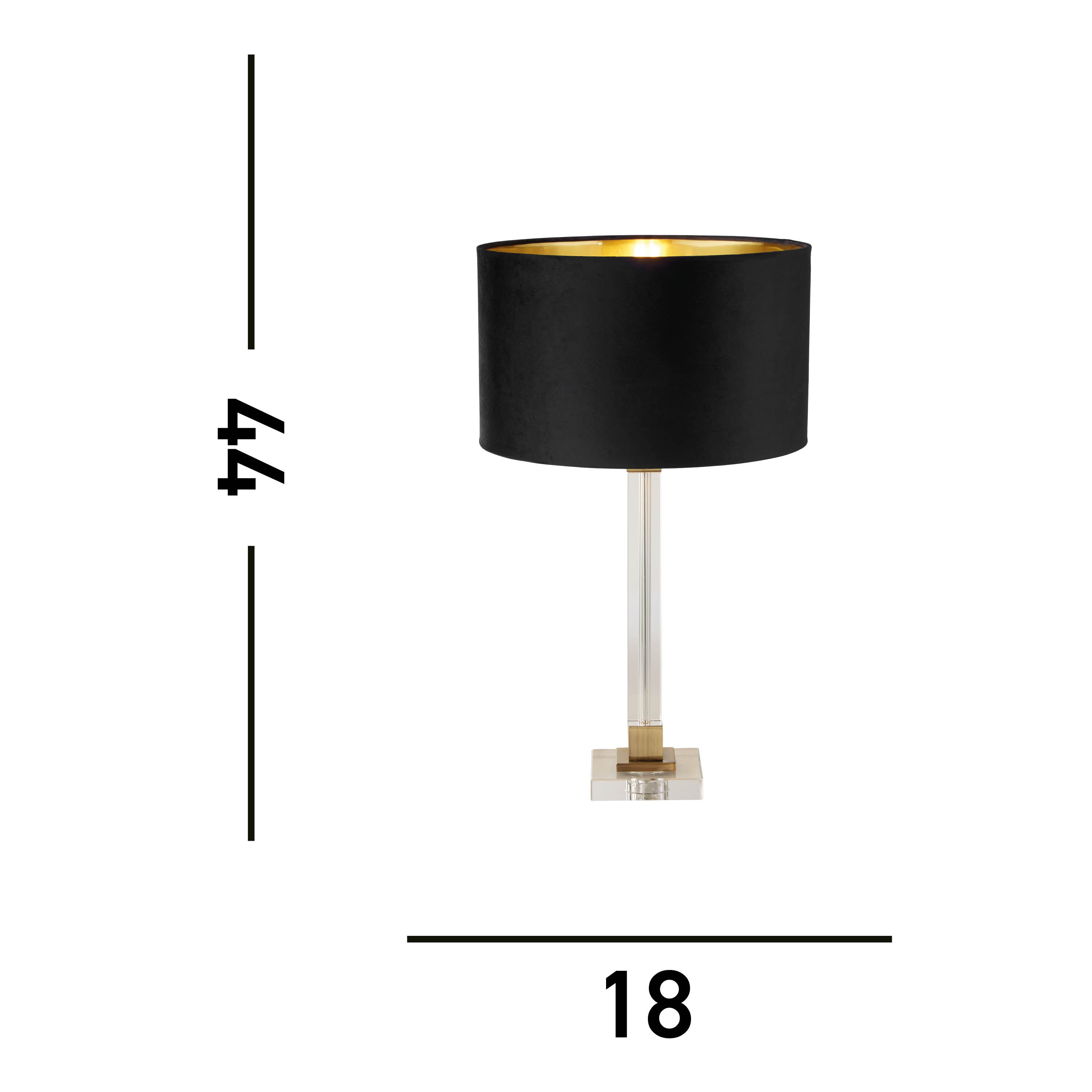 Searchlight Sarah Table Lamp - Crystal, Brass & Black Velvet