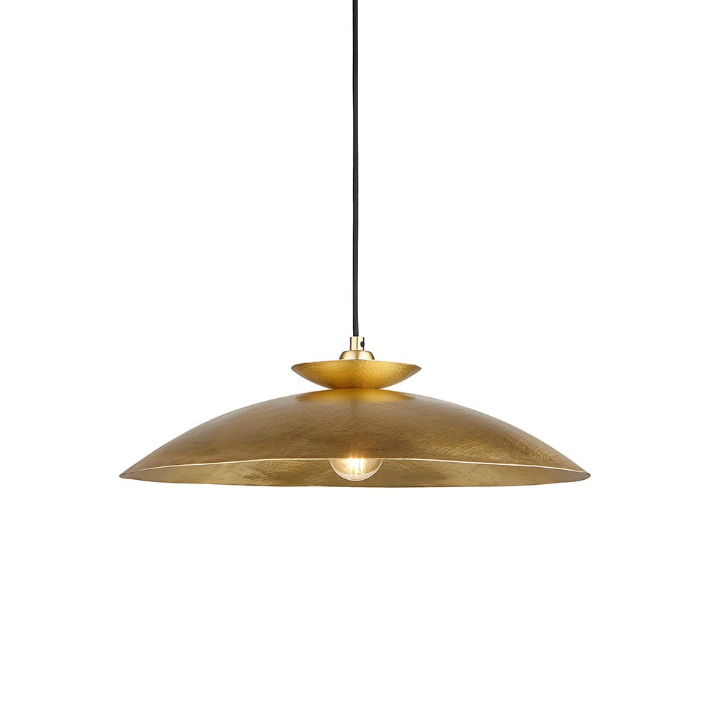 Utopia Hammered Disc Pendant Light - Brass