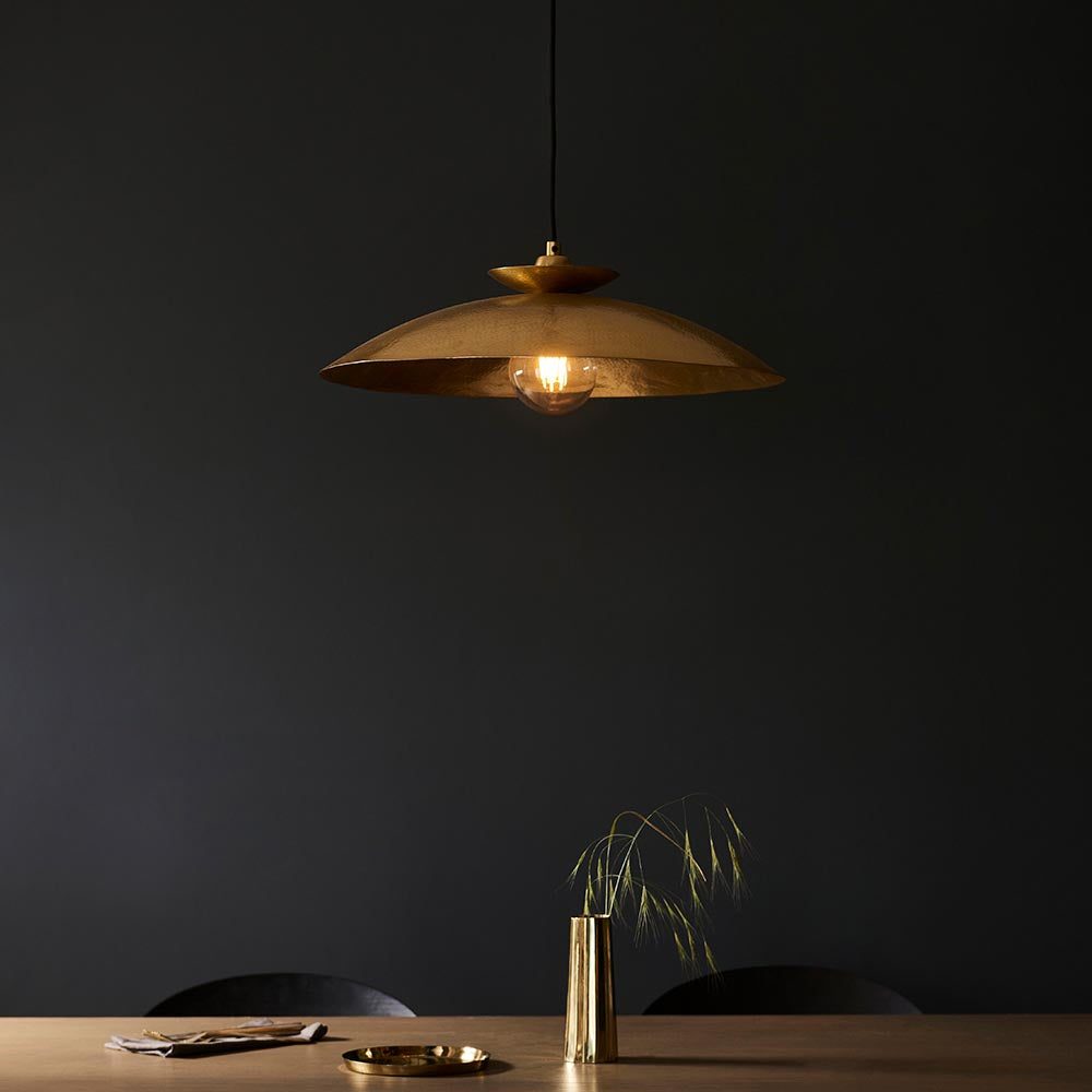Utopia Hammered Disc Pendant Light - Brass