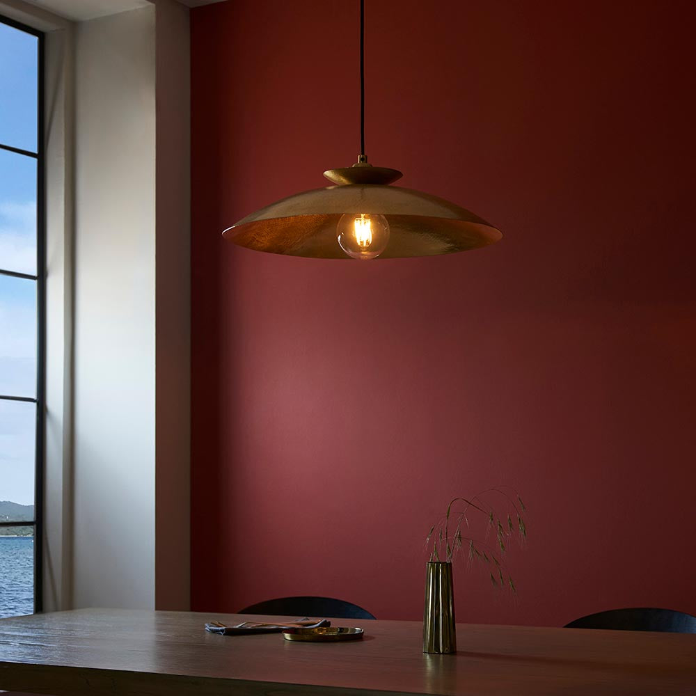 Utopia Hammered Disc Pendant Light - Brass