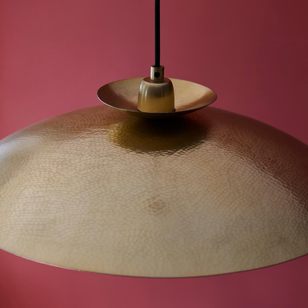 Utopia Hammered Disc Pendant Light - Brass