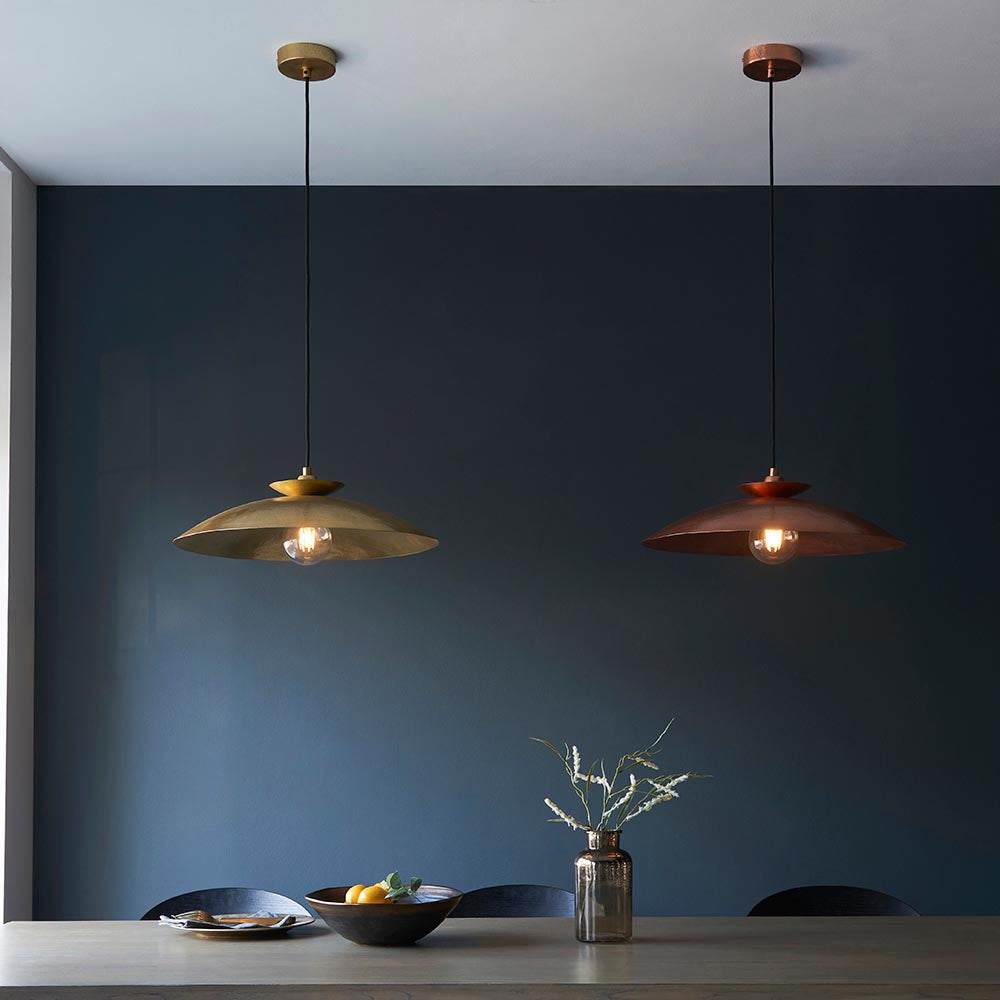 Utopia Hammered Disc Pendant Light - Brass