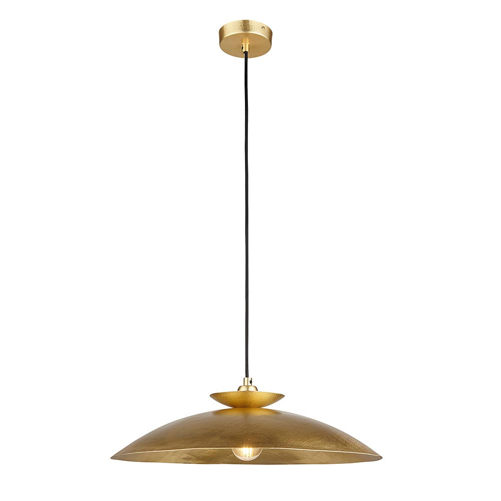 Utopia Hammered Disc Pendant Light - Brass