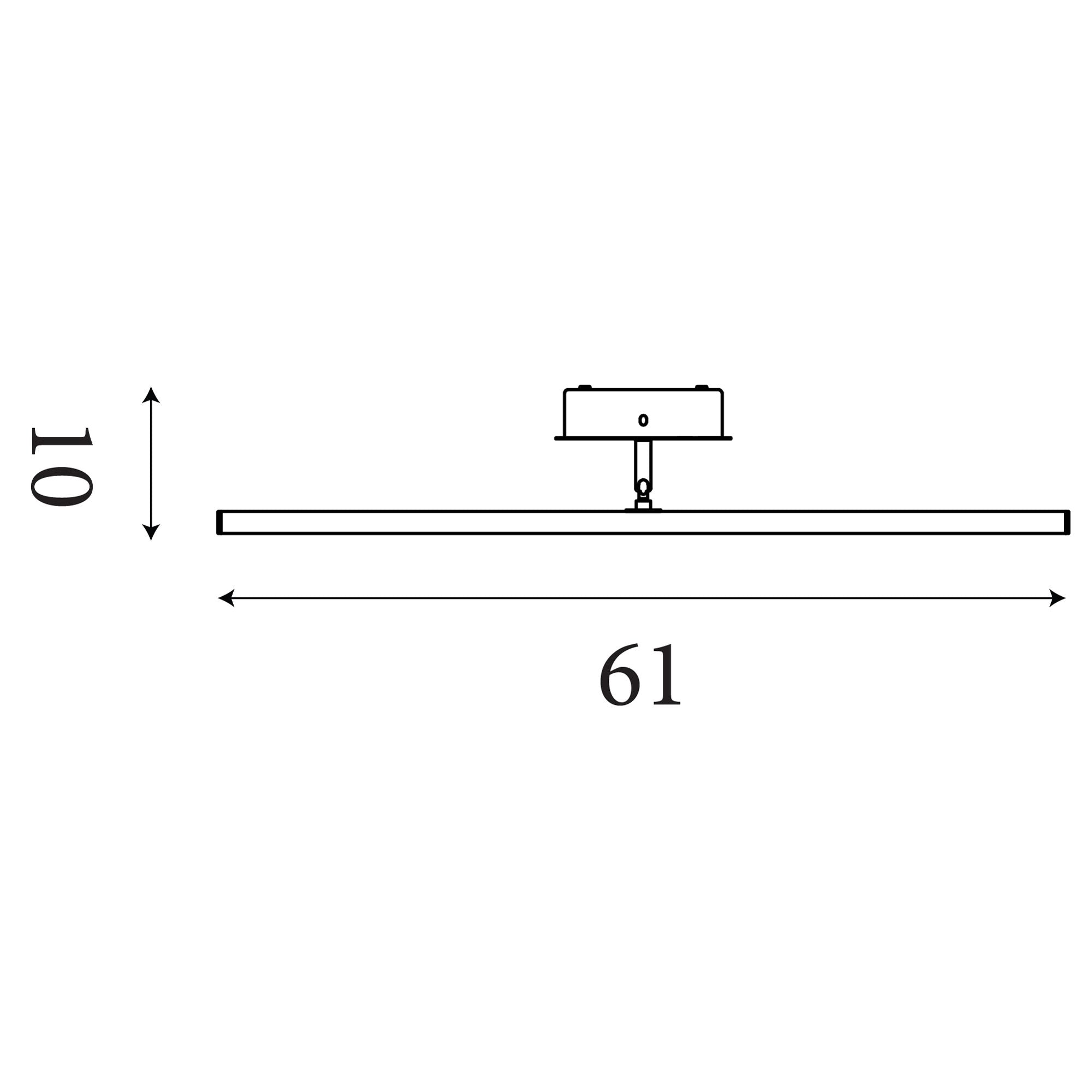 Technical line drawing of the 61cm Amalfi wall light showing its 61cm length and 10cm height