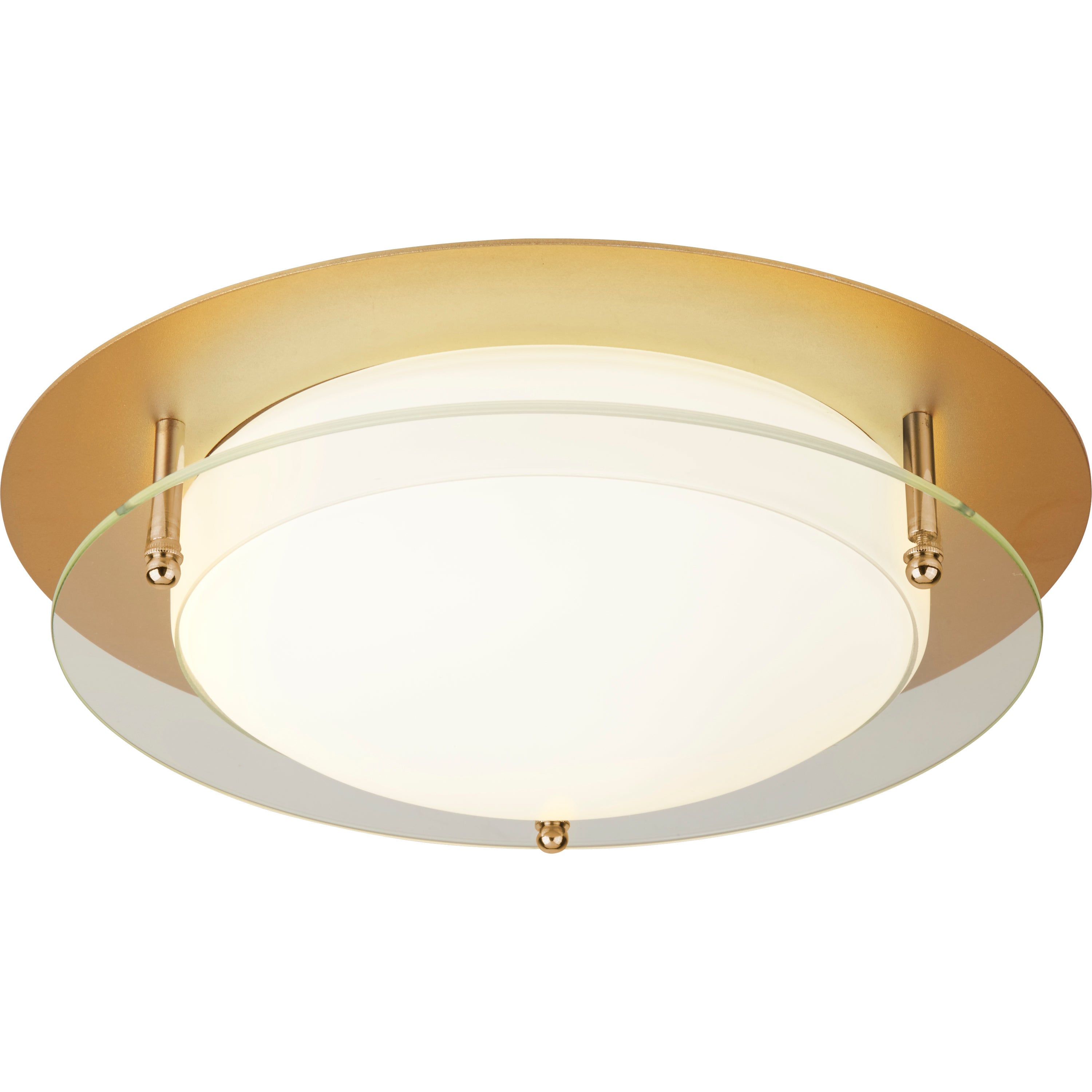 Searchlight Barmouth Bathroom 38cm Flush LED Light - Gold With Glass Halo Ring