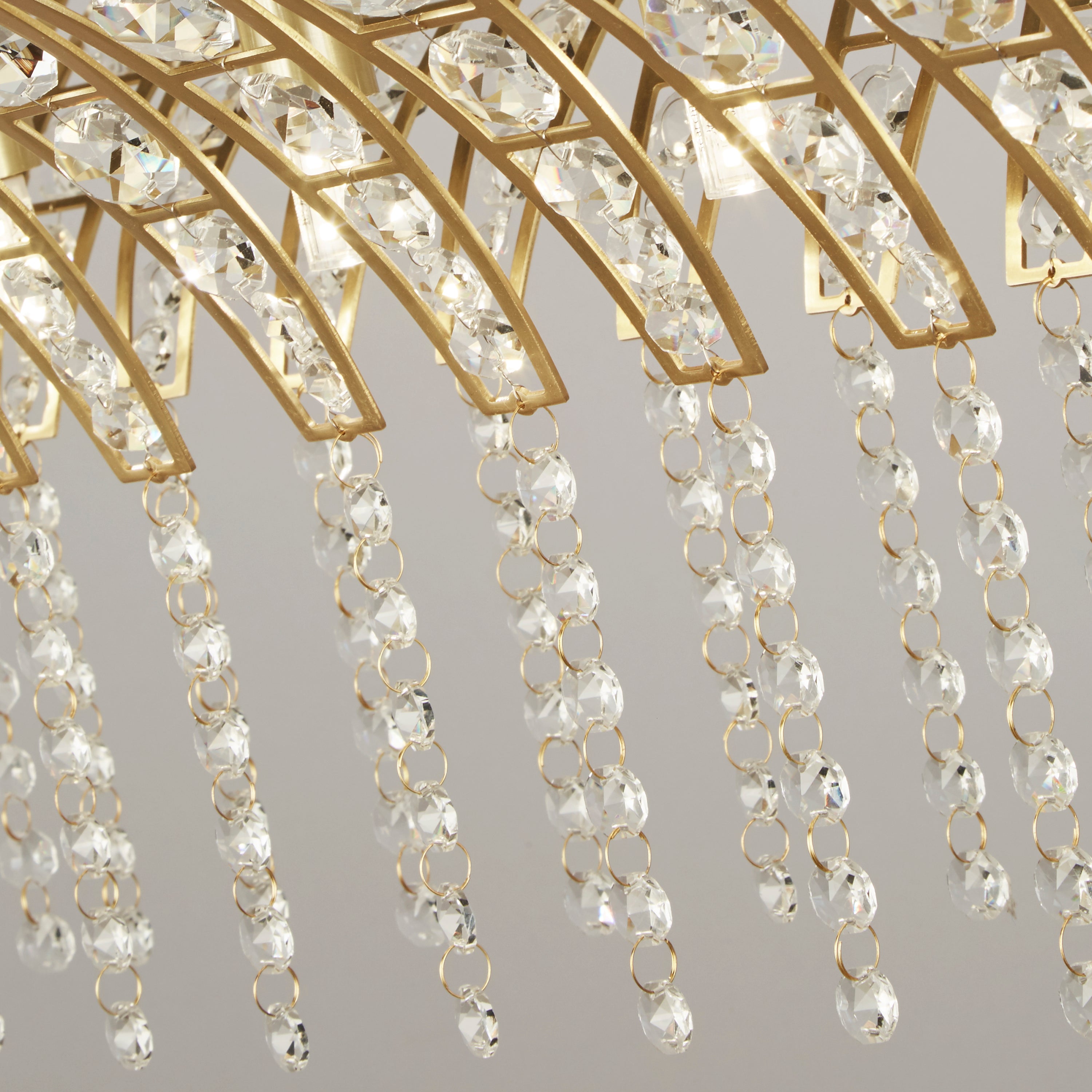 Searchlight Gardeners 8 Light Bar Pendant - Satin Brass & Clear Crystal