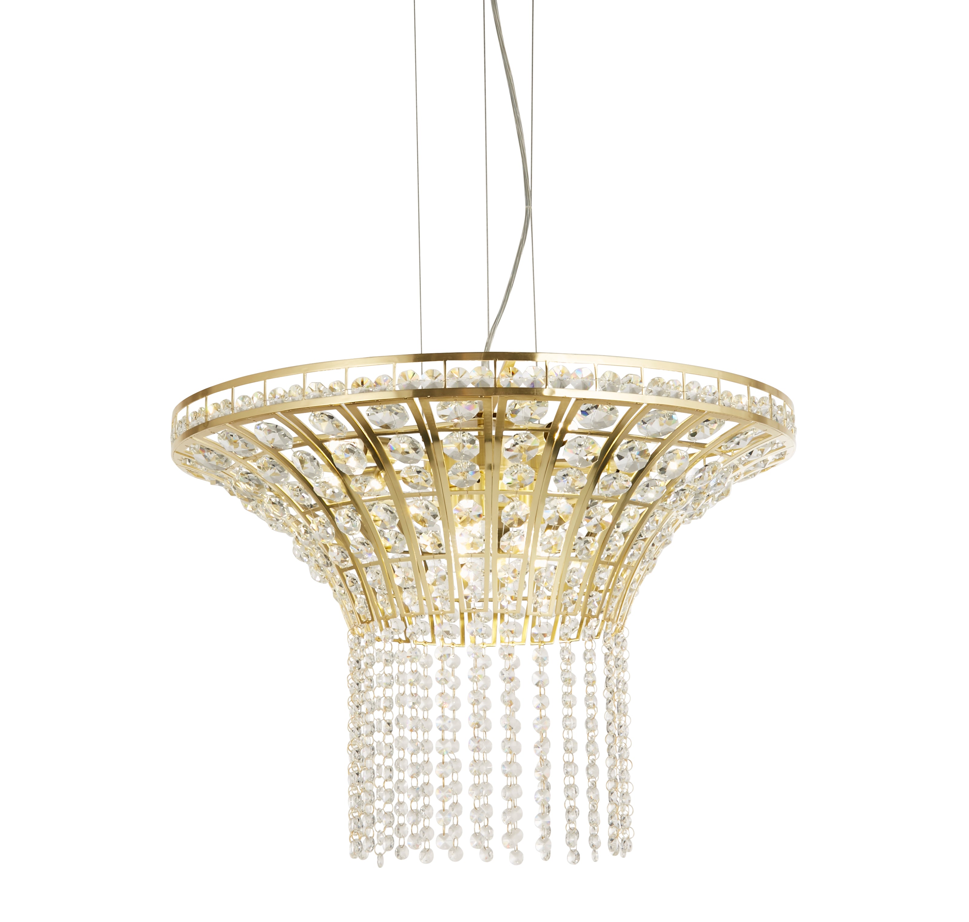 Searchlight Gardeners 8 Light Round Pendant - Satin Brass & Clear Crystal