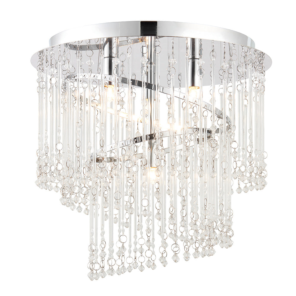 Endon Camille 4 Light Flush Fitting  - Chrome Plate & Clear Glass