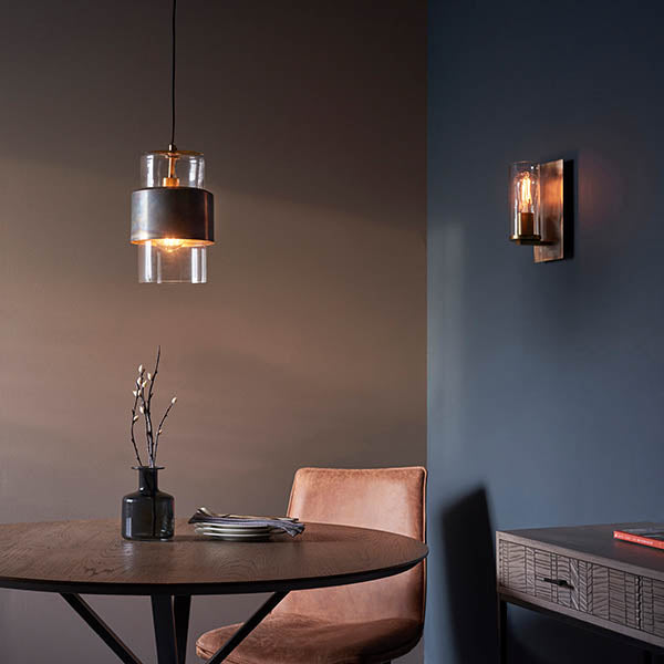 Utopia Swirl Single Pendant - Bronze Patina With Clear Glass