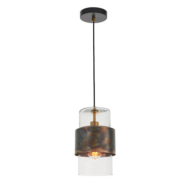 Utopia Swirl Single Pendant - Bronze Patina With Clear Glass