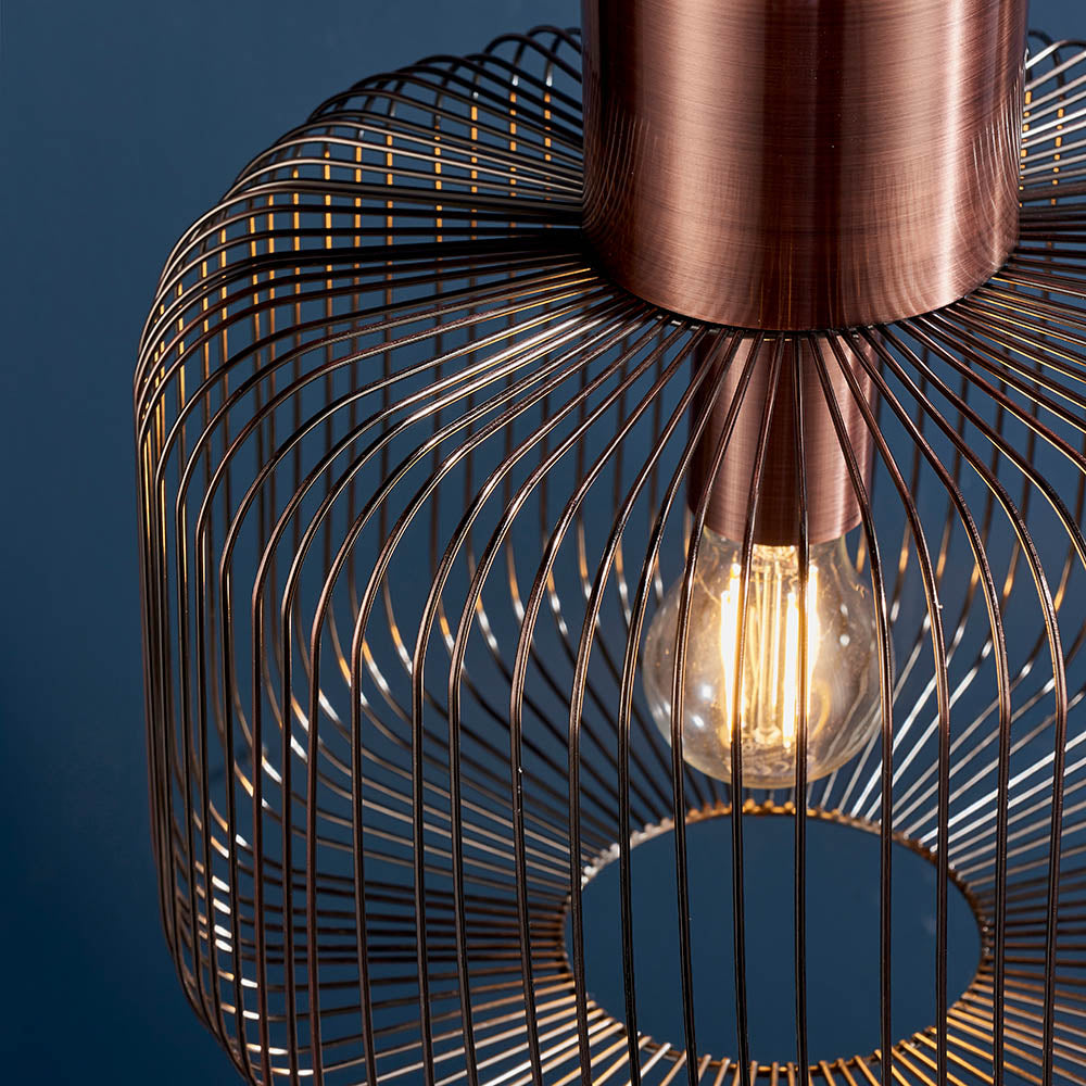 Endon Nicola Single Light Pendant - Antique Copper Plate