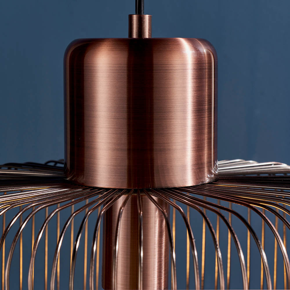 Endon Nicola Single Light Pendant - Antique Copper Plate