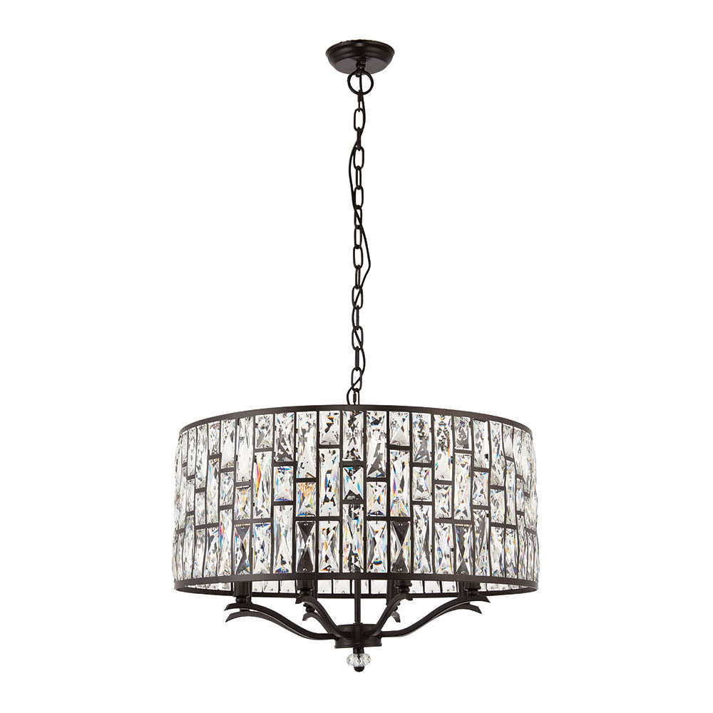 Endon Belle 8 Light Pendant - Dark Bronze & Clear Crystal Glass