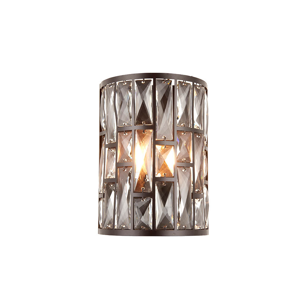Endon Belle Single Wall Light - Dark Bronze & Clear Crystal Glass