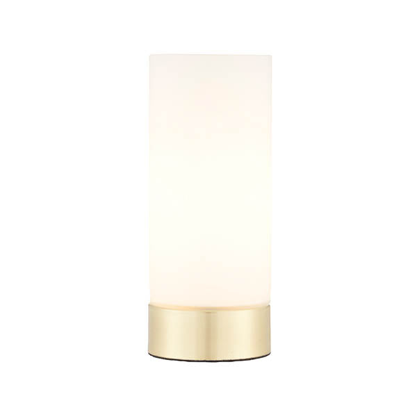 Endon Dara Single Light USB Table Lamp - Brushed Brass Plate & Opal Glass