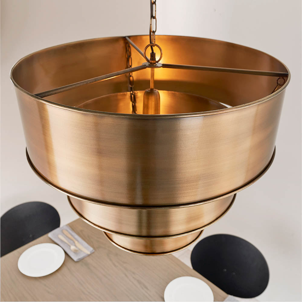 Endon Morad Single Light Pendant  - Aged Brass Plate