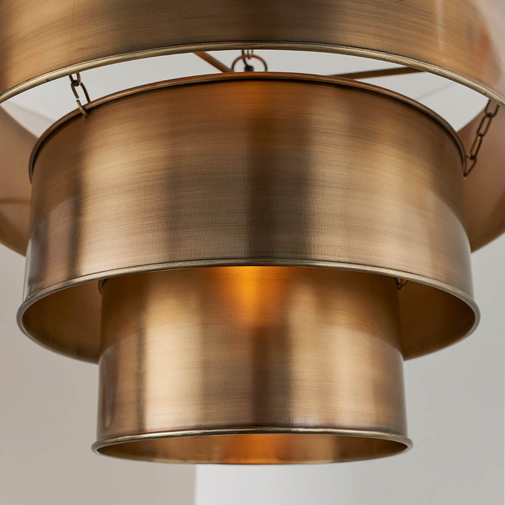Endon Morad Single Light Pendant  - Aged Brass Plate
