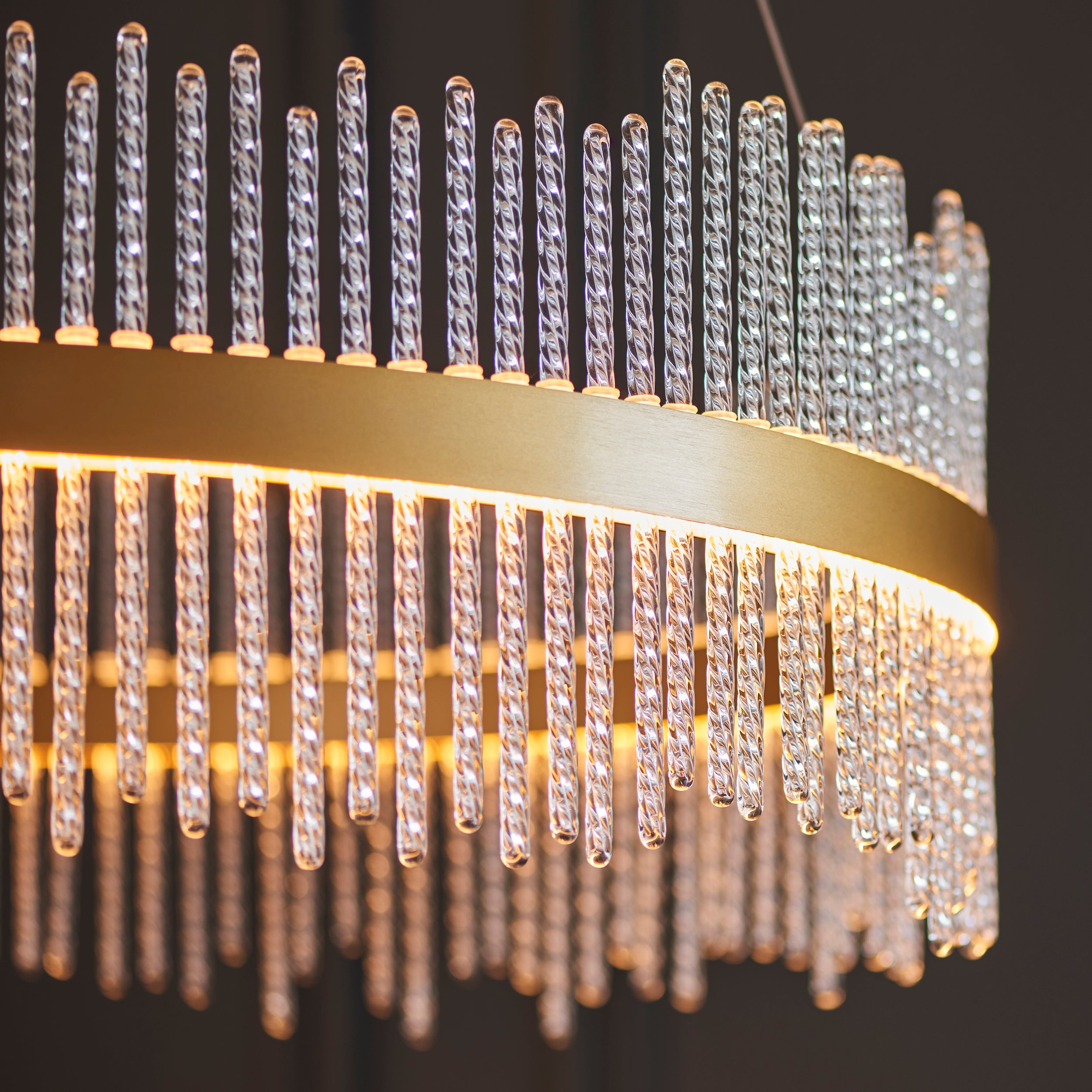 Utopia Twist Large Pendant Chandelier - Gold And Clear Glass - 70cm Diameter