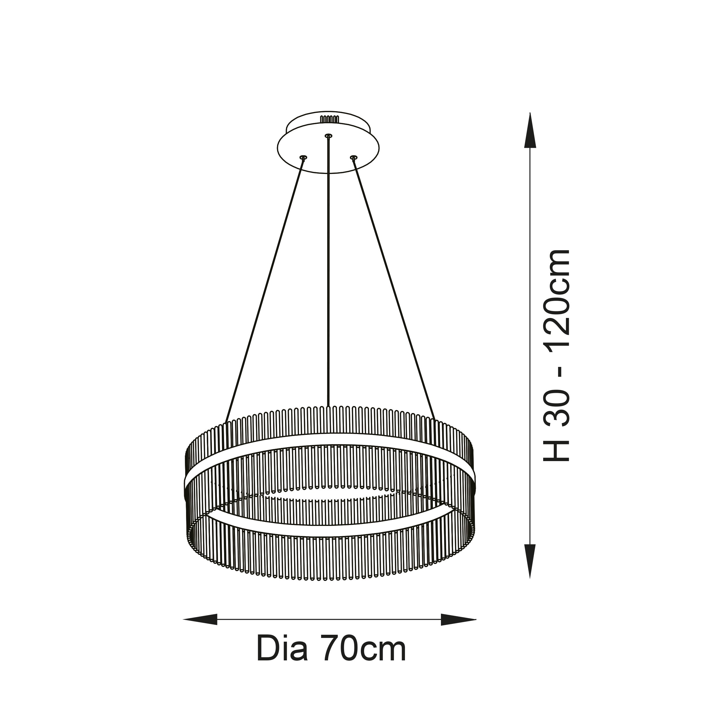Utopia Twist Large Pendant Chandelier - Gold And Clear Glass - 70cm Diameter