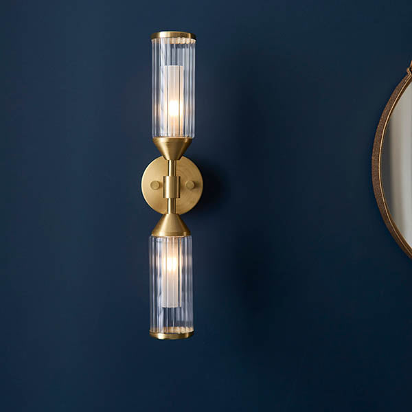Utopia Matrix 2 Light Wall Light - Satin Brass