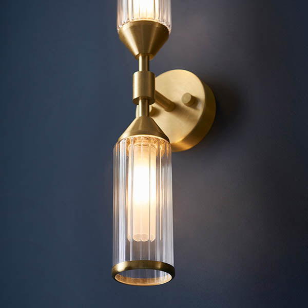 Utopia Matrix 2 Light Wall Light - Satin Brass