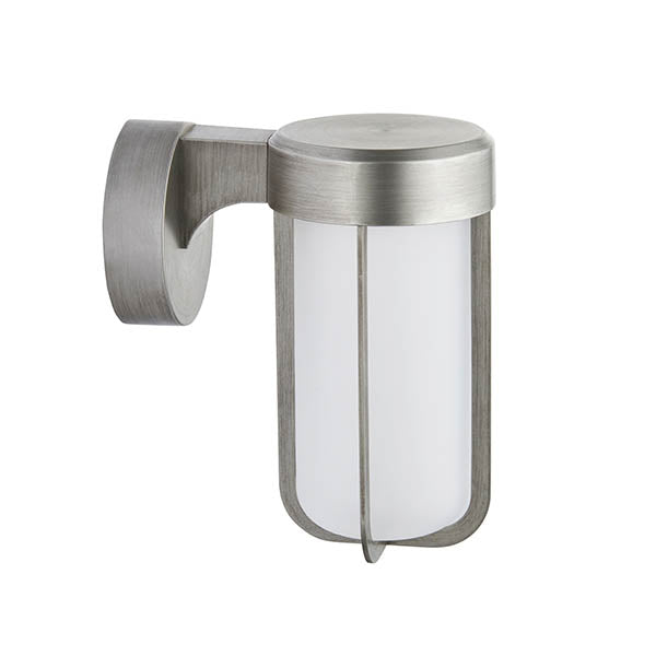 Utopia Pluto IP44 Wall Light - Brushed Silver And Frosted Glass - Integrated LED