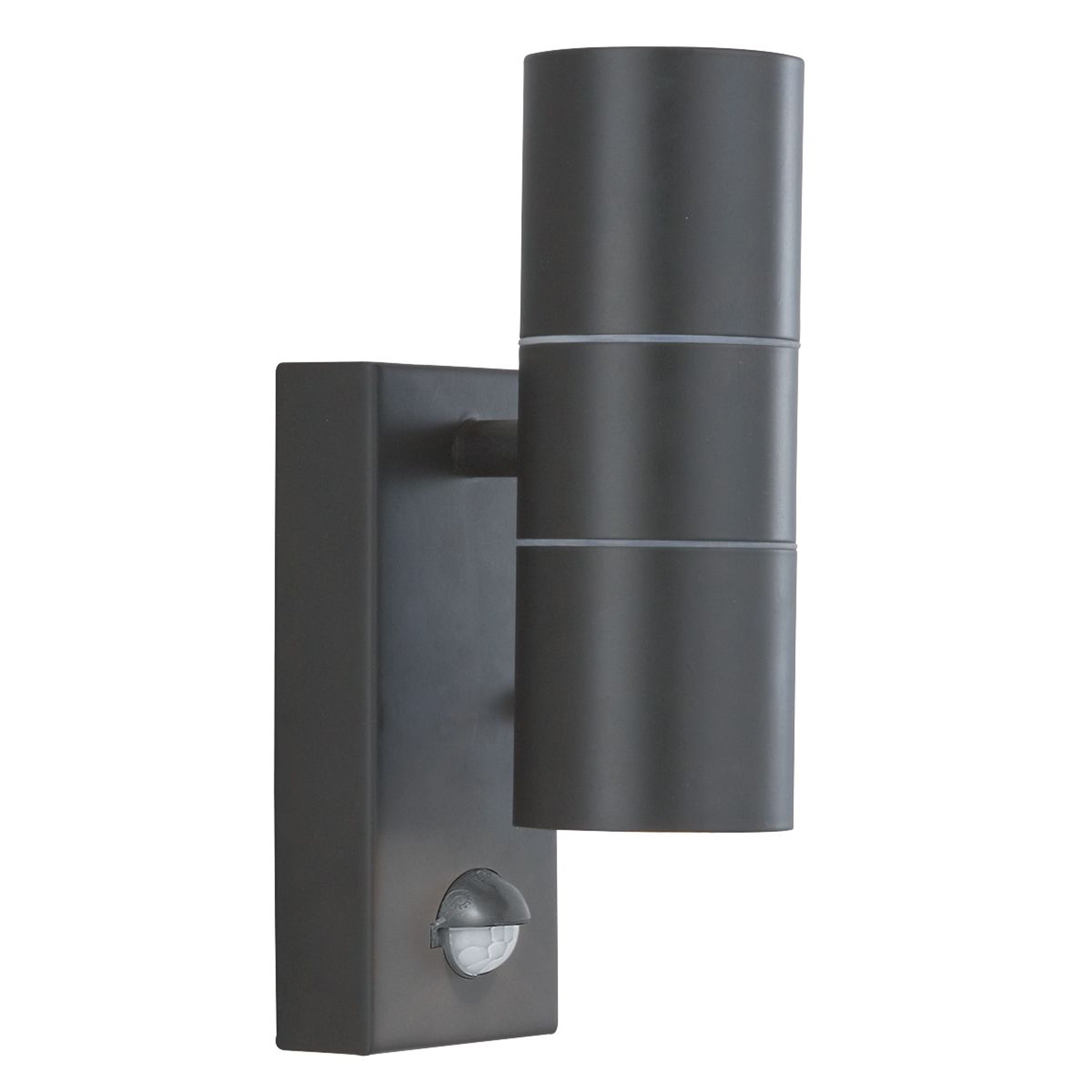Searchlight Mela 2 Light Outdoor Wall Light with Motion Sensor- Silk Black & Glass