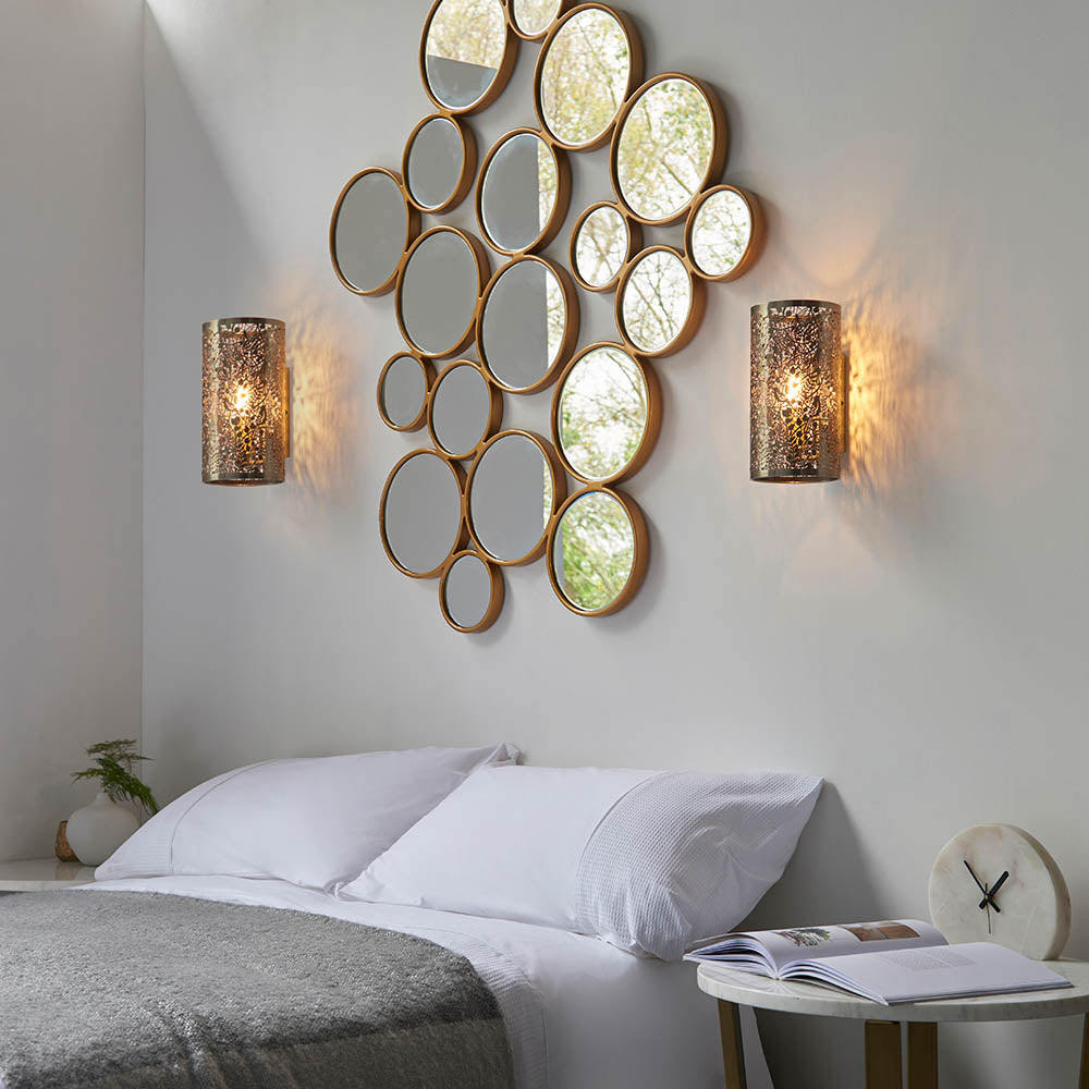 Endon Secret Garden Single Light Wall Light - Antique Brass Plate