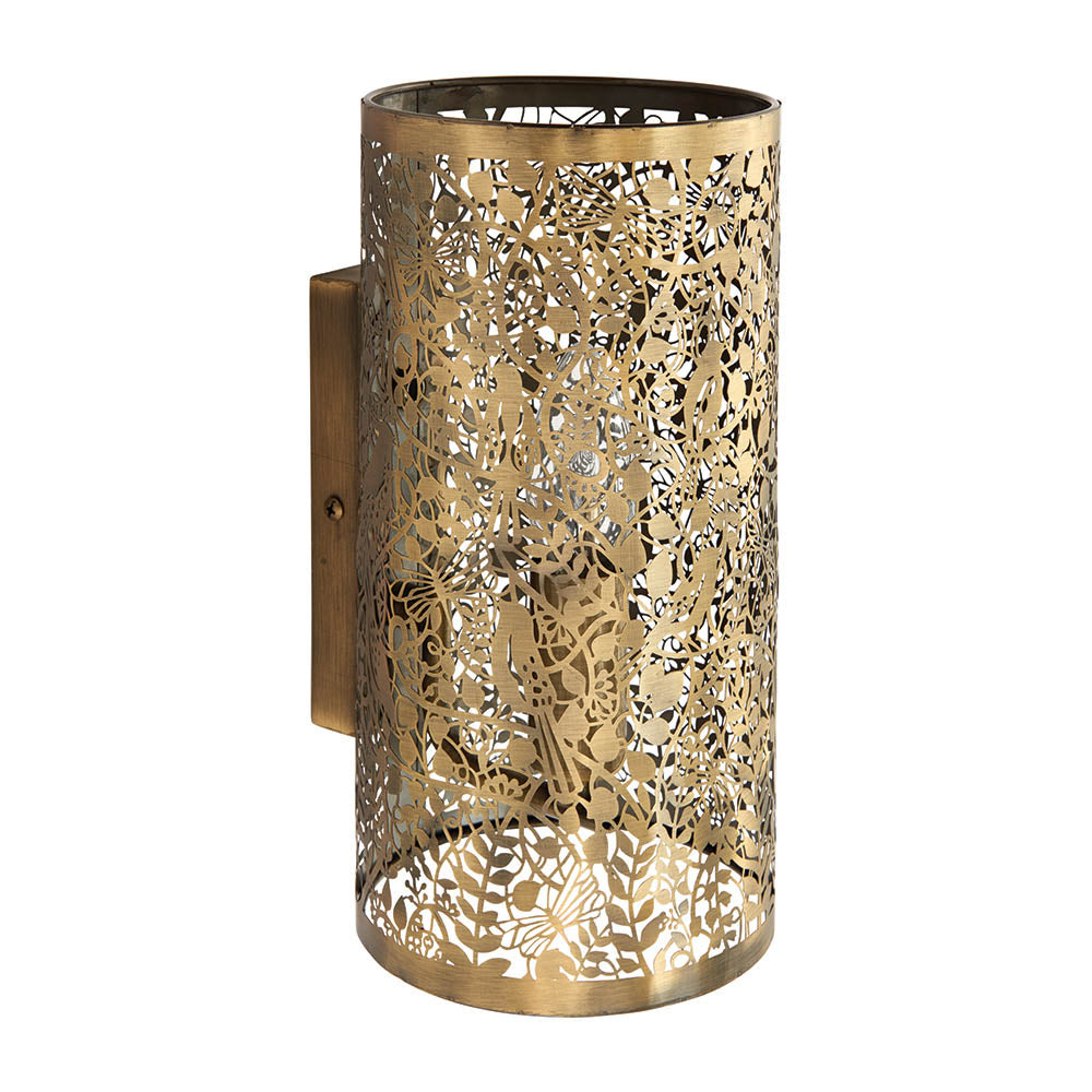 Endon Secret Garden Single Light Wall Light - Antique Brass Plate