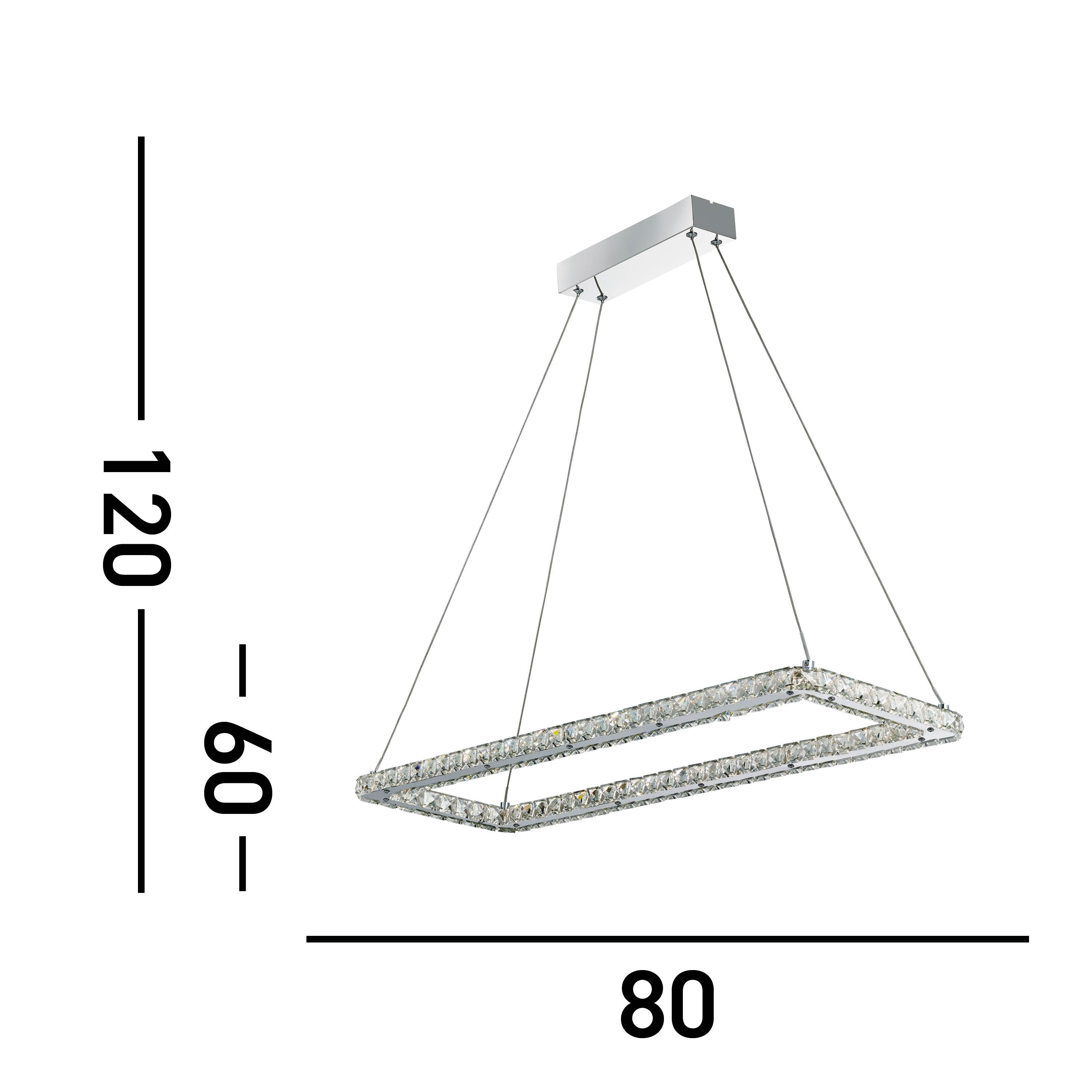 Searchlight Canarvan Rectangular Pendant - Chrome & Clear Glass