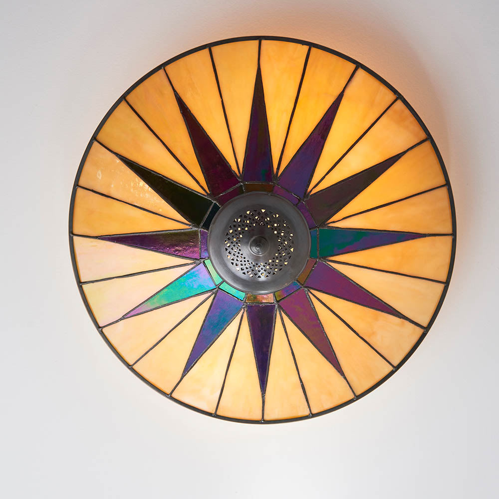 Interiors 1900 Dark Star Large 2 Light Flush Fitting - Tiffany Glass