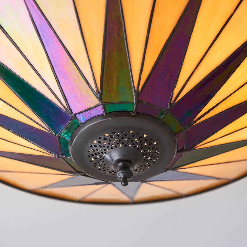 Interiors 1900 Dark Star Large 2 Light Flush Fitting - Tiffany Glass