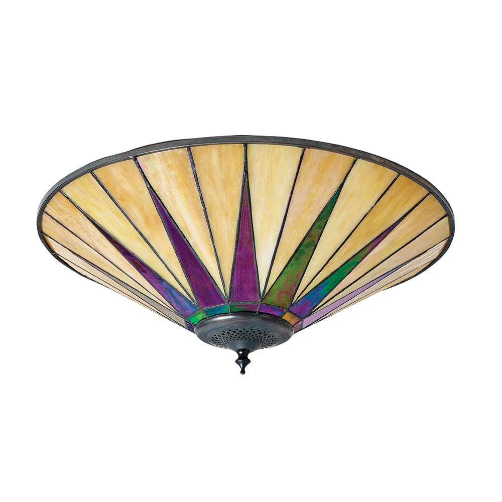 Interiors 1900 Dark Star Large 2 Light Flush Fitting - Tiffany Glass