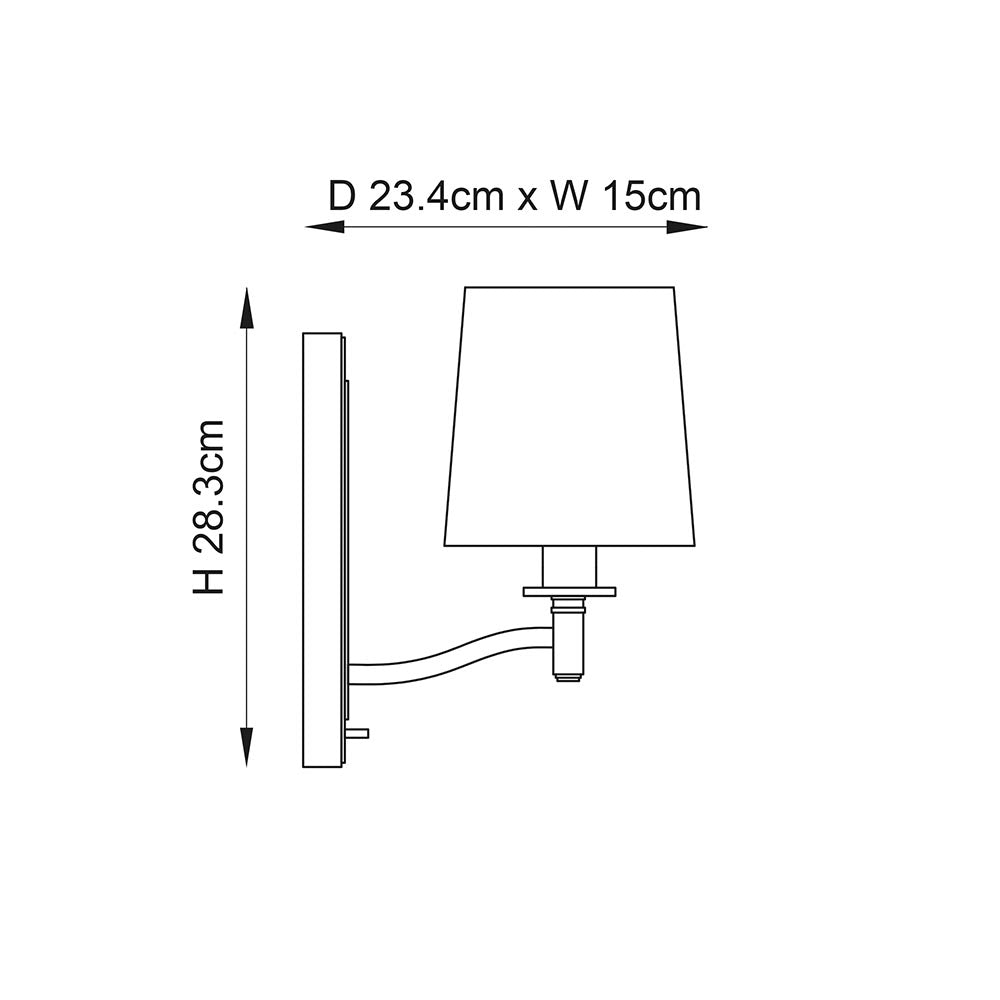 Endon Ortona Single Light Wall Light  - Matt Antique Brass Plate & Vintage White Fabric